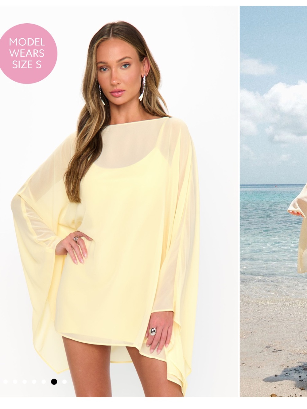 Show Me Your MuMu Pale Yellow Sheer Mini Cover-Up Dress